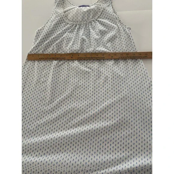 P.Jamas Pima Cotton Night Gown XS White Blue Floral Cottagecore Prairie Trad